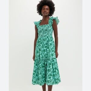Tuckernuck Green Floral Smocked Midi Dress